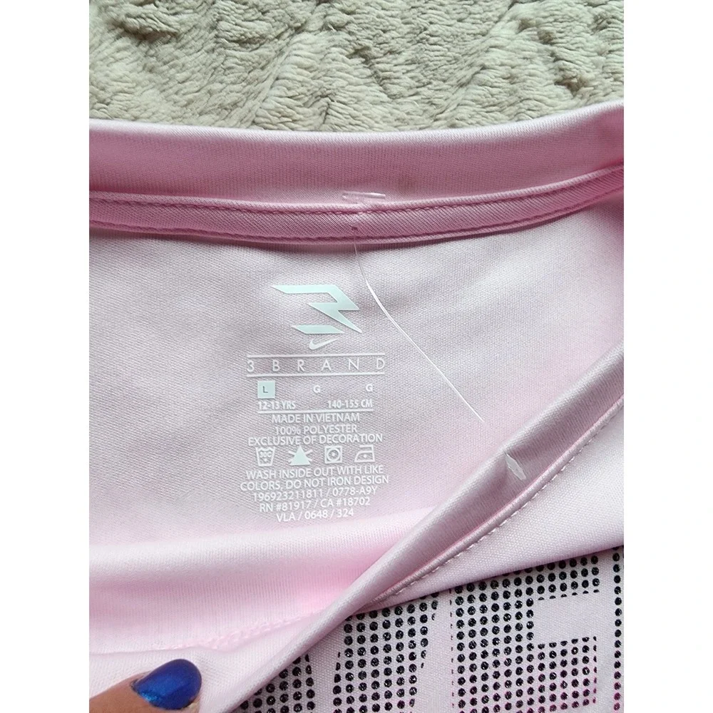 Nike 3 Brand Girls Pink Dri-FIT Level Up Graphic T-Shirt L 12/14